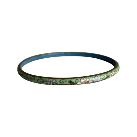 Set of 5 Floral Enamel Cloisonné Bangle Bracelets Estate Jewelry - Picture 5 of 9